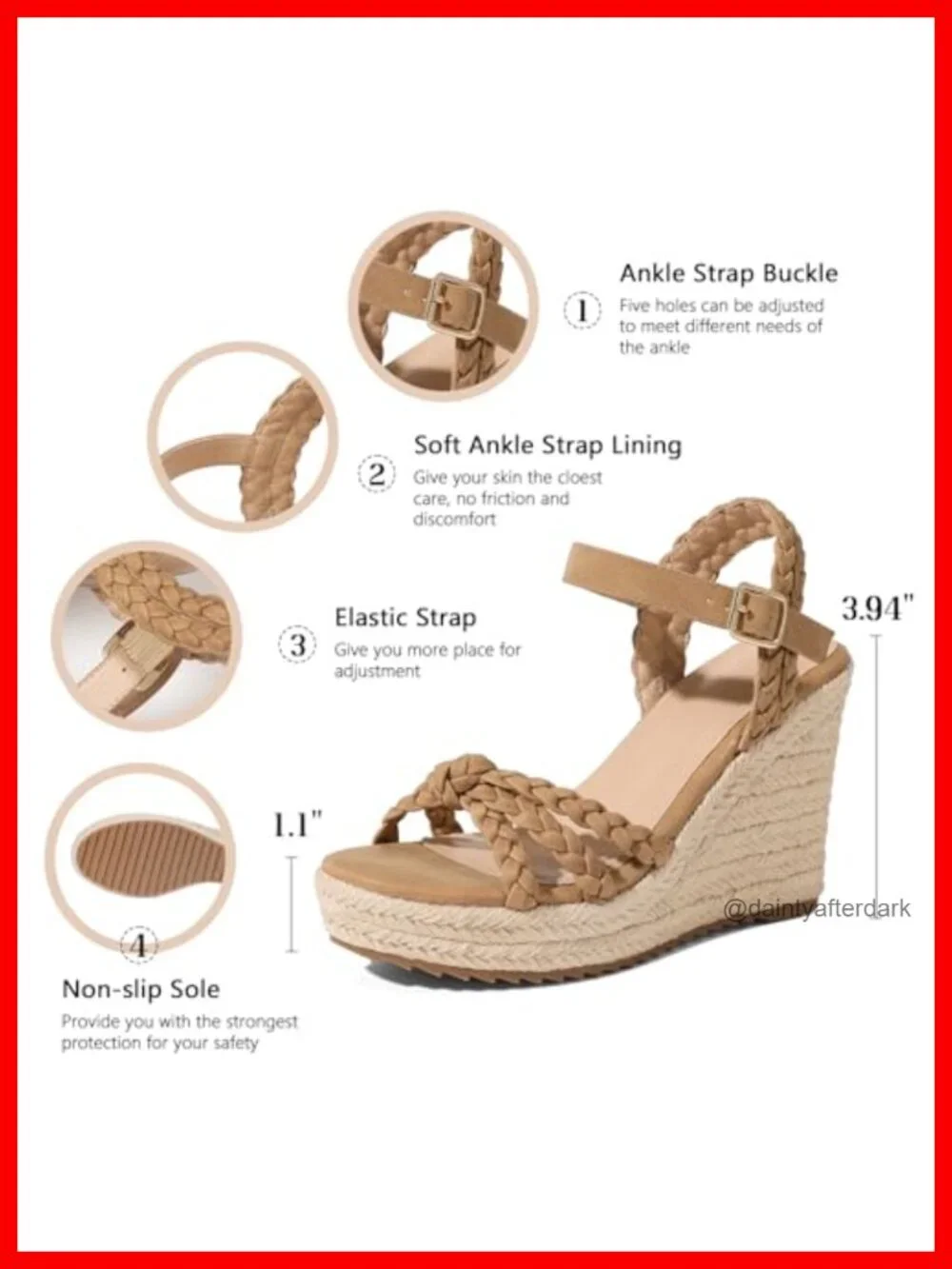 Womens Espadrille Wedge Sandals Braided Ankle Strap Platform Nubuck